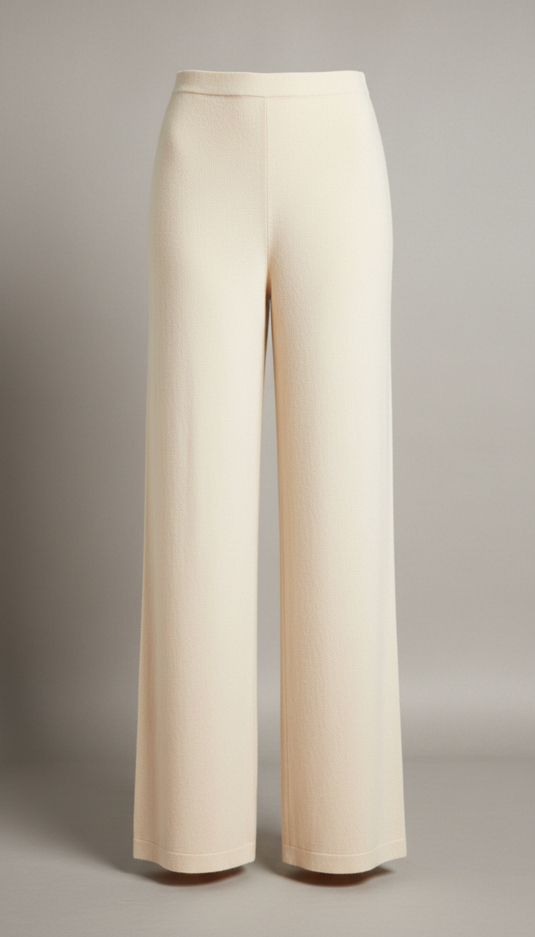 Ivory Cashmere wide-leg trousers