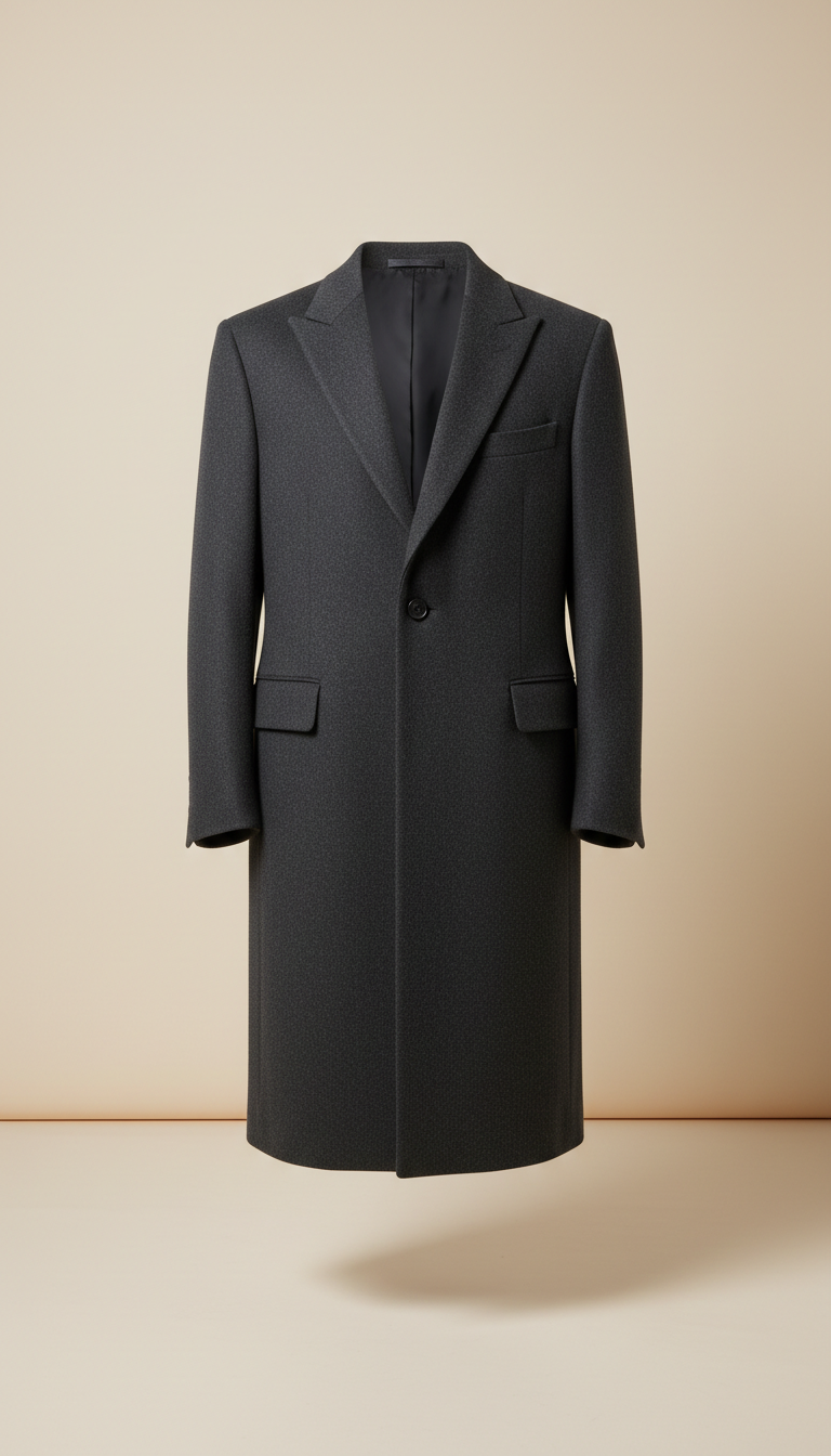 Charcoal Wool structured overcoat